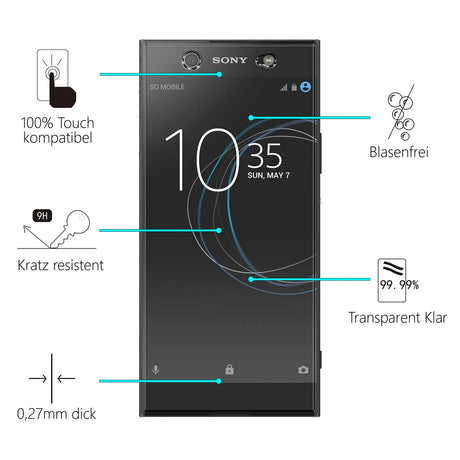 Kratzfeste und bruchsichere 9H Panzerfolie für Sony Xperia XA1 Ultra