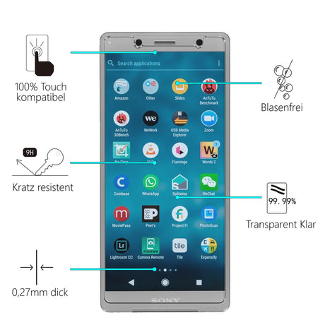 Kratzfeste und bruchsichere 9H Panzerfolie für Sony Xperia XZ2 Compact