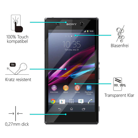 Kratzfeste und bruchsichere 9H Panzerfolie für Sony Xperia Z1