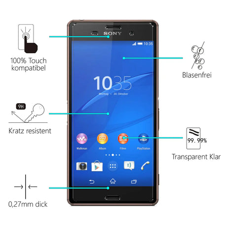 Kratzfeste und bruchsichere 9H Panzerfolie für Sony Xperia Z3
