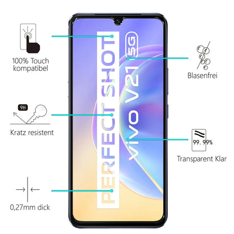 Kratzfeste und bruchsichere 9H Panzerfolie für Vivo V21 5G
