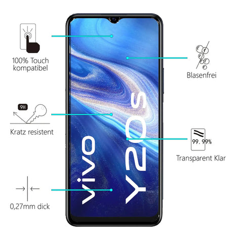 Kratzfeste und bruchsichere 9H Panzerfolie für Vivo Y20s