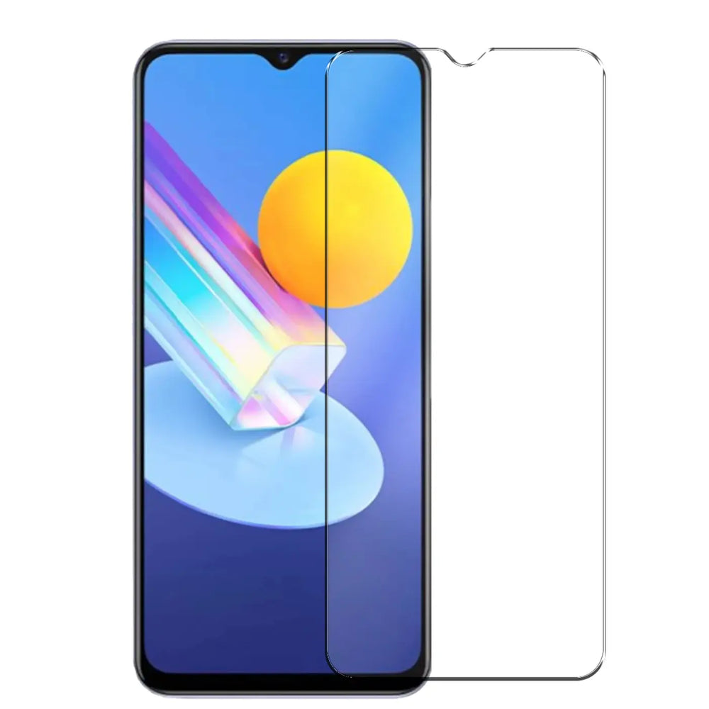 Klares Panzerglas für Vivo Y72 5G. Eine Folie liegt auf dem Display, eine zweite daneben, beide von vorne.