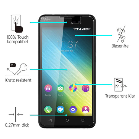 Kratzfeste und bruchsichere 9H Panzerfolie für Wiko Lenny 2