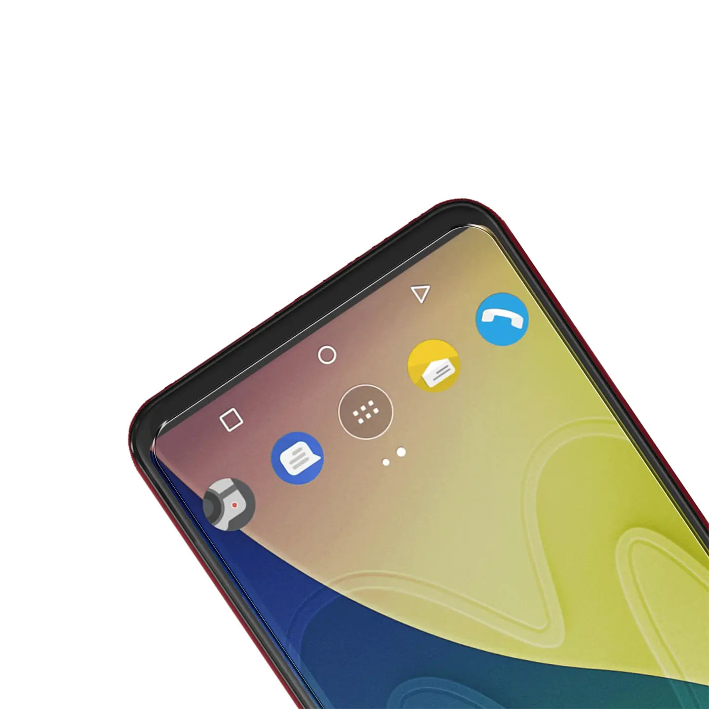 Nahaufnahme eines Wiko View Z Smartphones mit schwarzem Display und bunten App-Icons, schräg von oben.