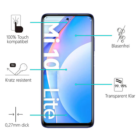 Kratzfeste und bruchsichere 9H Panzerfolie für Xiaomi Mi 10 Lite
