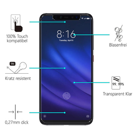 Kratzfeste und bruchsichere 9H Panzerfolie für Xiaomi Mi 8 Pro