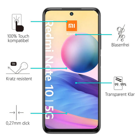 Kratzfeste und bruchsichere 9H Panzerfolie für Xiaomi Redmi Note 10 5G