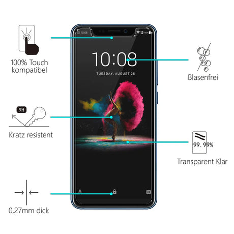 Kratzfeste und bruchsichere 9H Panzerfolie für ZTE Axon 9 Pro