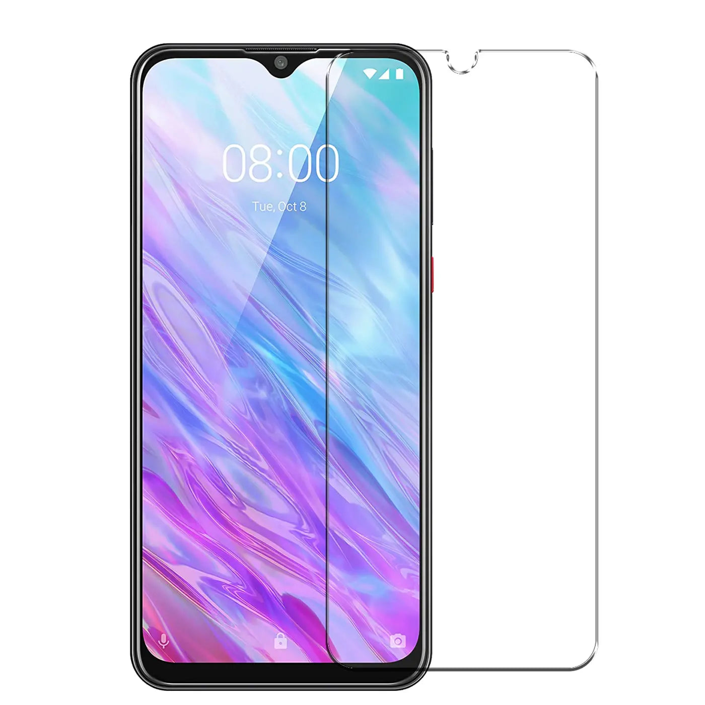 ZTE Blade 10 Smart mit angebrachtem und separatem, transparentem Panzerglas-Displayschutz von vorne.