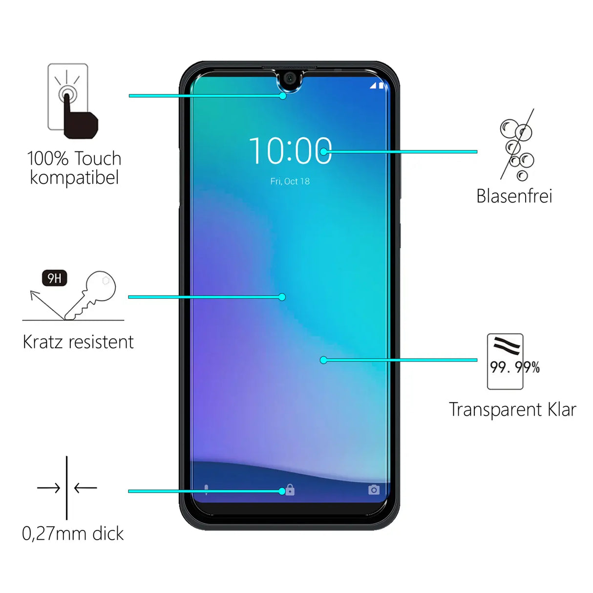 Kratzfeste und bruchsichere 9H Panzerfolie für ZTE Blade A7 2020