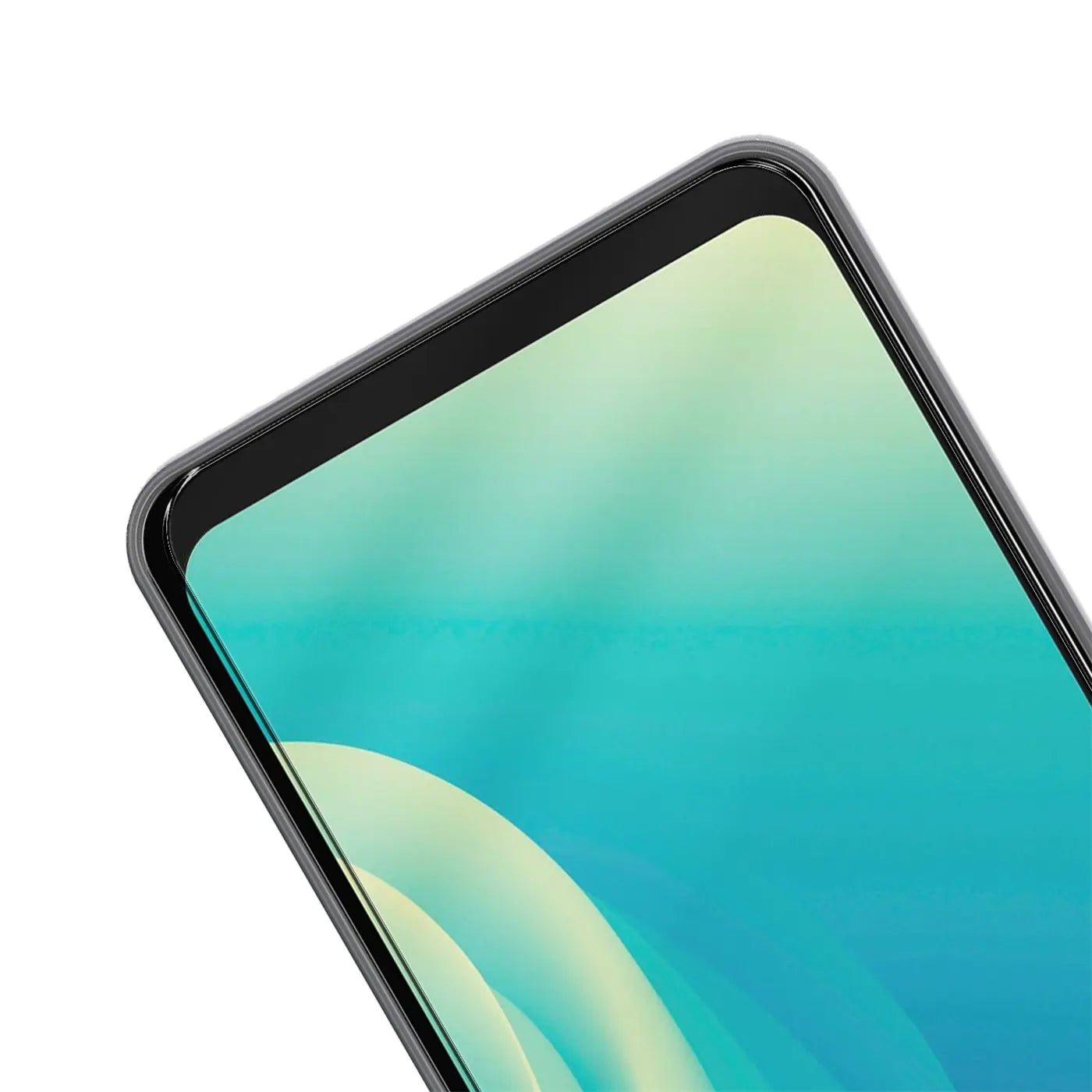 Obere linke Ecke eines ZTE Blade A7S 2020 mit schwarzem Rahmen und transparentem Panzerglas-Displayschutz.