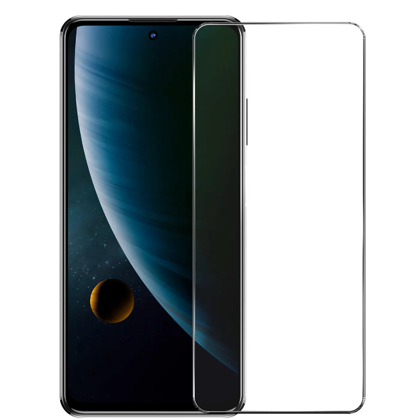 Zwei transparente Panzerglas-Displayschutzfolien für das ZTE Blade V30, eine auf dem Display, eine daneben.