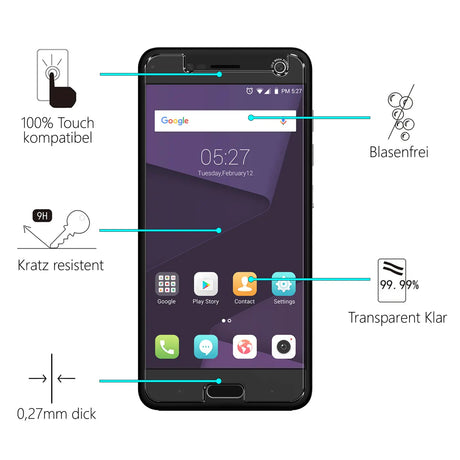 Kratzfeste und bruchsichere 9H Panzerfolie für ZTE Blade V8