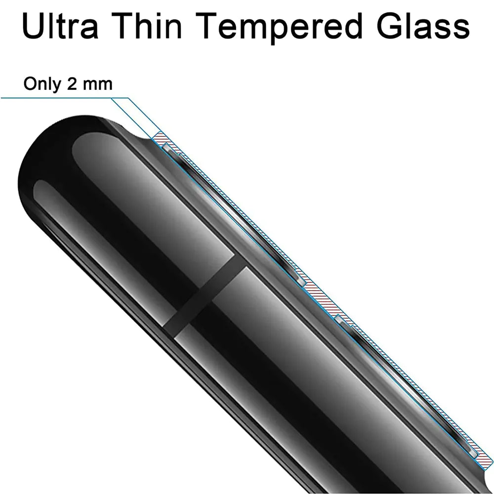 Nahaufnahme eines schwarzen Geräts mit aufgesetztem, ultra-dünnem Schutzglas.