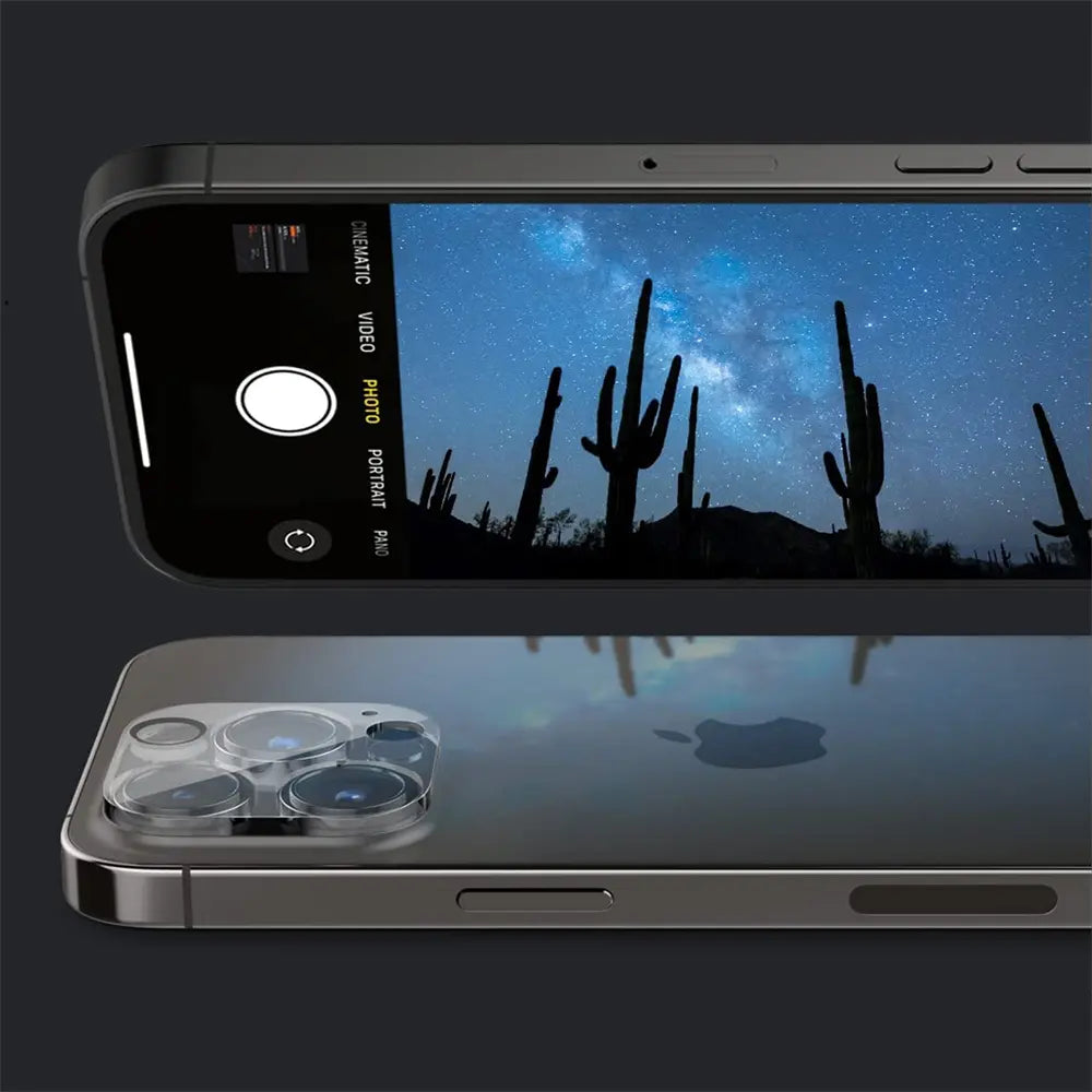 iPhone 13 Pro Max, silber, Glas, von oben, Kamera-Modul mit drei Linsen