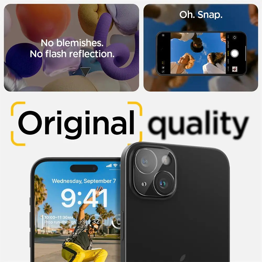 Schwarzes iPhone 16 Plus mit Kamera-Schutzglas, von hinten, Nahaufnahme