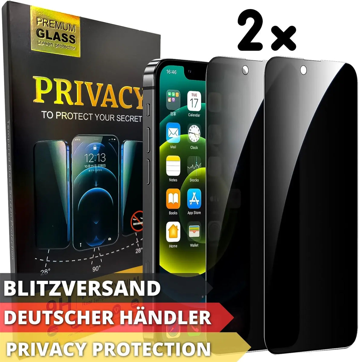 Kratzfestes Panzerglas für iPhone 12 Pro Max mit Blickschutz