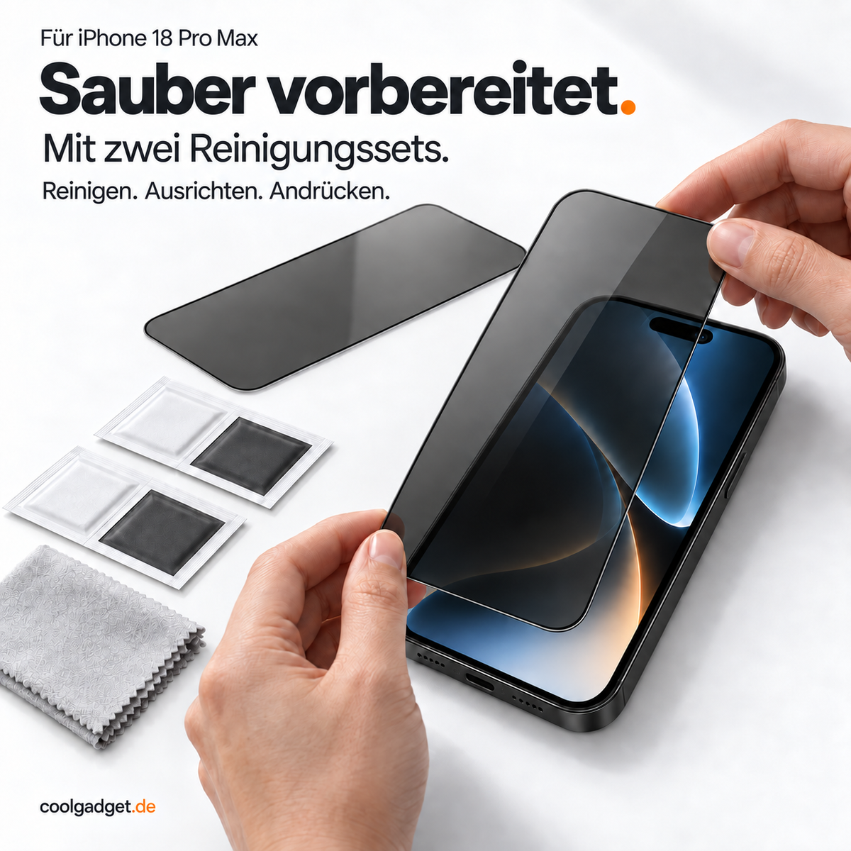 iPhone 18 Pro Max - Blickschutz Panzerglas 9H 2er-Set