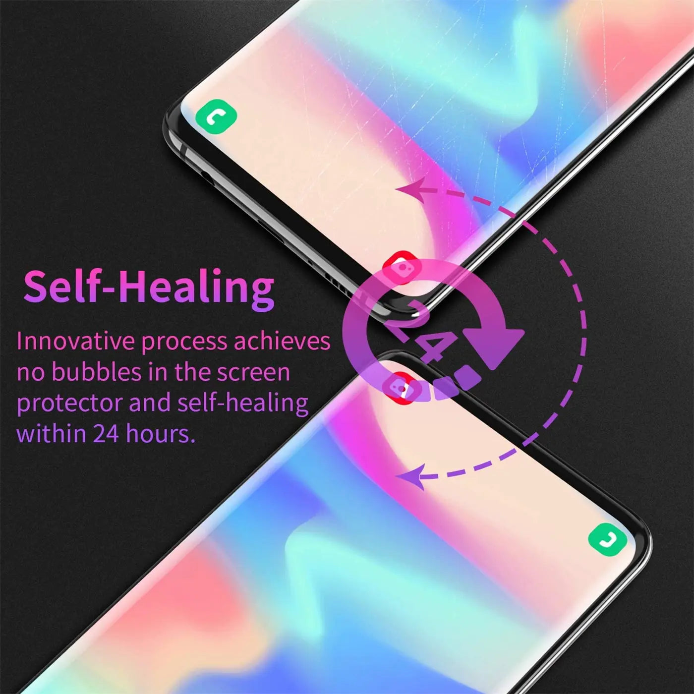 Zwei Samsung Galaxy S20 Handys mit transparentem TPU-Schutzglas, eines mit Kratzern, das andere unversehrt.