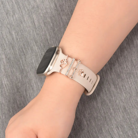 Elegante Charms & Deko-Ringe für Smartwatch Smartwatch – Armbandschmuck-Set für 20–22 mm Silikon- und Sportarmbänder, stilvoll & funkelnd