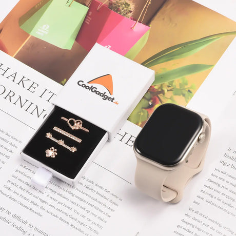 Elegante Charms & Deko-Ringe für Smartwatch Smartwatch – Armbandschmuck-Set für 20–22 mm Silikon- und Sportarmbänder, stilvoll & funkelnd