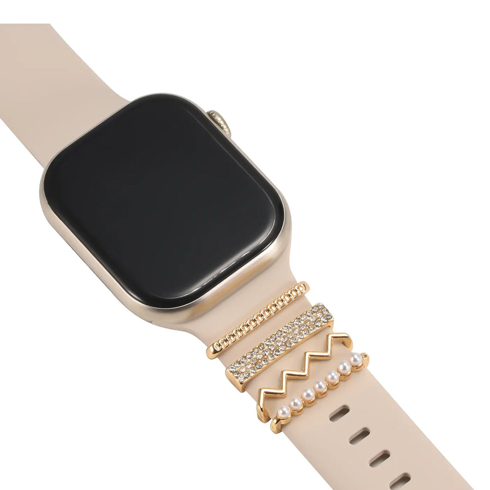 Elegante Charms & Deko-Ringe für Smartwatch Smartwatch – Armbandschmuck-Set für 20–22 mm Silikon- und Sportarmbänder, stilvoll & funkelnd