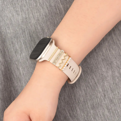 Elegante Charms & Deko-Ringe für Smartwatch Smartwatch – Armbandschmuck-Set für 20–22 mm Silikon- und Sportarmbänder, stilvoll & funkelnd
