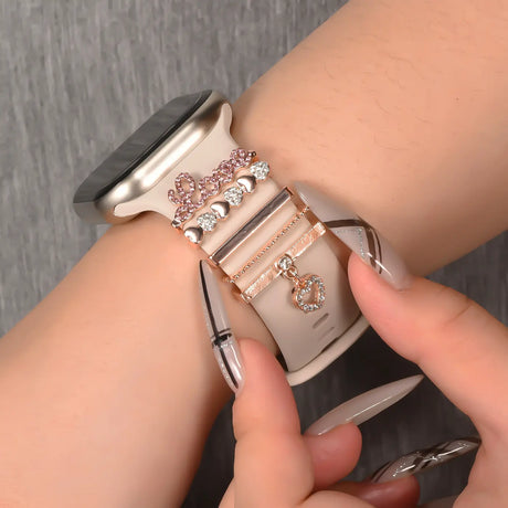Elegante Charms & Deko-Ringe für Smartwatch Smartwatch – Armbandschmuck-Set für 20–22 mm Silikon- und Sportarmbänder, stilvoll & funkelnd