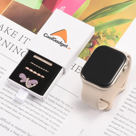 Elegante Charms & Deko-Ringe für Smartwatch Smartwatch – Armbandschmuck-Set für 20–22 mm Silikon- und Sportarmbänder, stilvoll & funkelnd