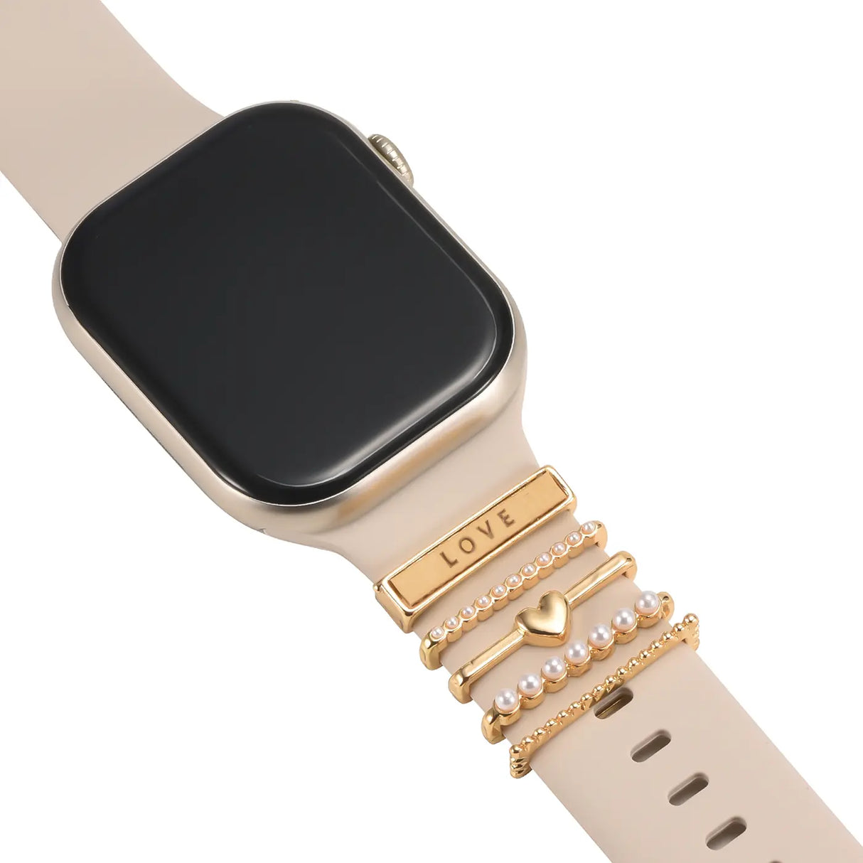 Elegante Charms & Deko-Ringe für Smartwatch Smartwatch – Armbandschmuck-Set für 20–22 mm Silikon- und Sportarmbänder, stilvoll & funkelnd