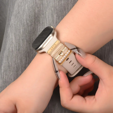 Elegante Charms & Deko-Ringe für Smartwatch Smartwatch – Armbandschmuck-Set für 20–22 mm Silikon- und Sportarmbänder, stilvoll & funkelnd