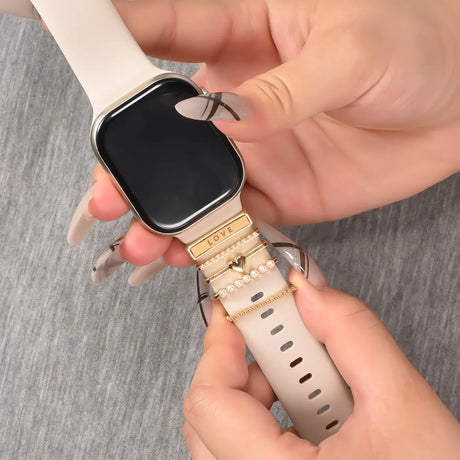 Elegante Charms & Deko-Ringe für Smartwatch Smartwatch – Armbandschmuck-Set für 20–22 mm Silikon- und Sportarmbänder, stilvoll & funkelnd