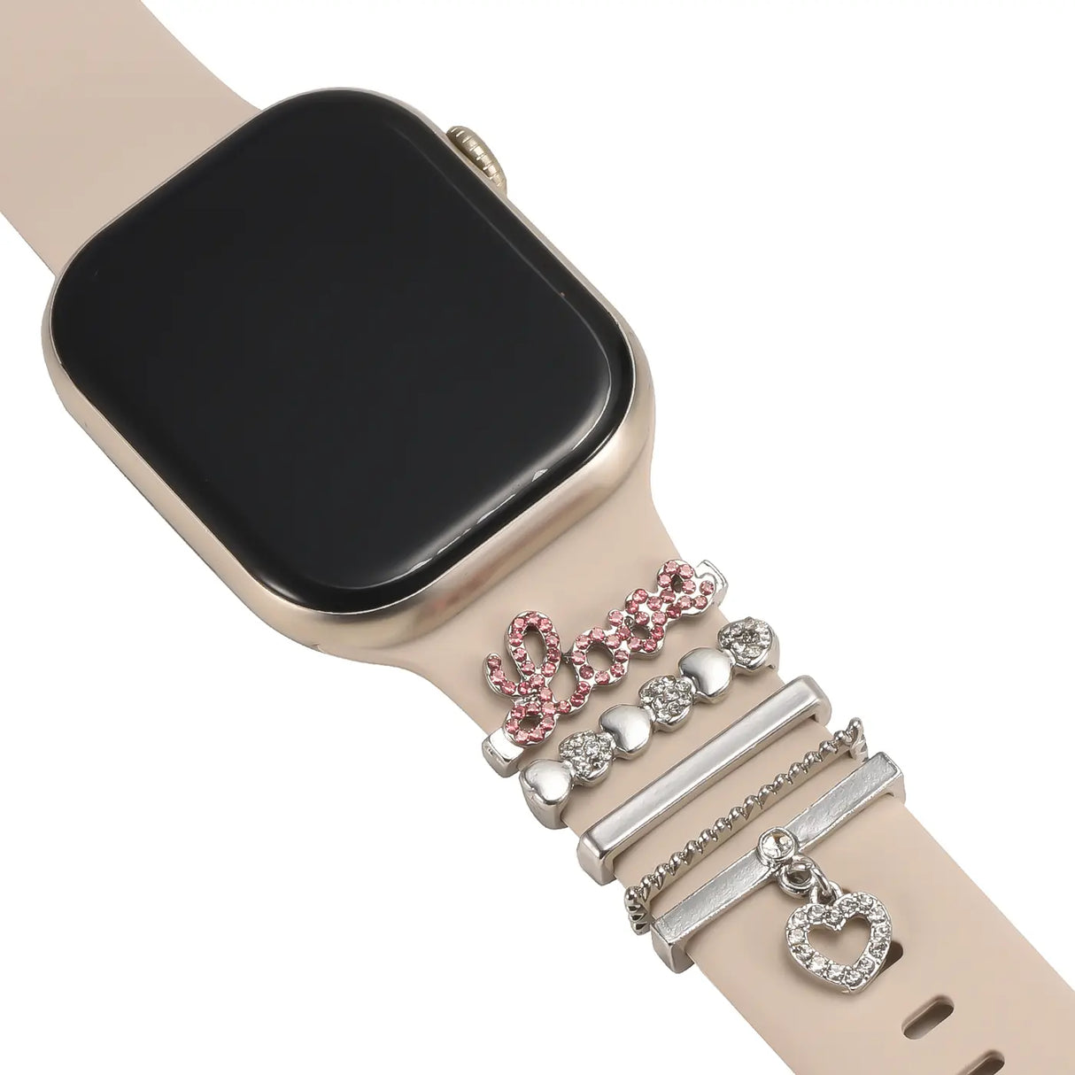 Elegante Charms & Deko-Ringe für Smartwatch Smartwatch – Armbandschmuck-Set für 20–22 mm Silikon- und Sportarmbänder, stilvoll & funkelnd