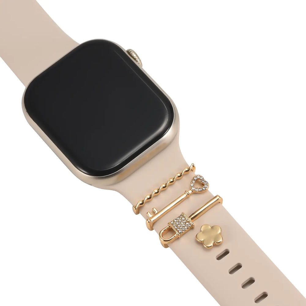 Elegante Charms & Deko-Ringe für Smartwatch Smartwatch – Armbandschmuck-Set für 20–22 mm Silikon- und Sportarmbänder, stilvoll & funkelnd