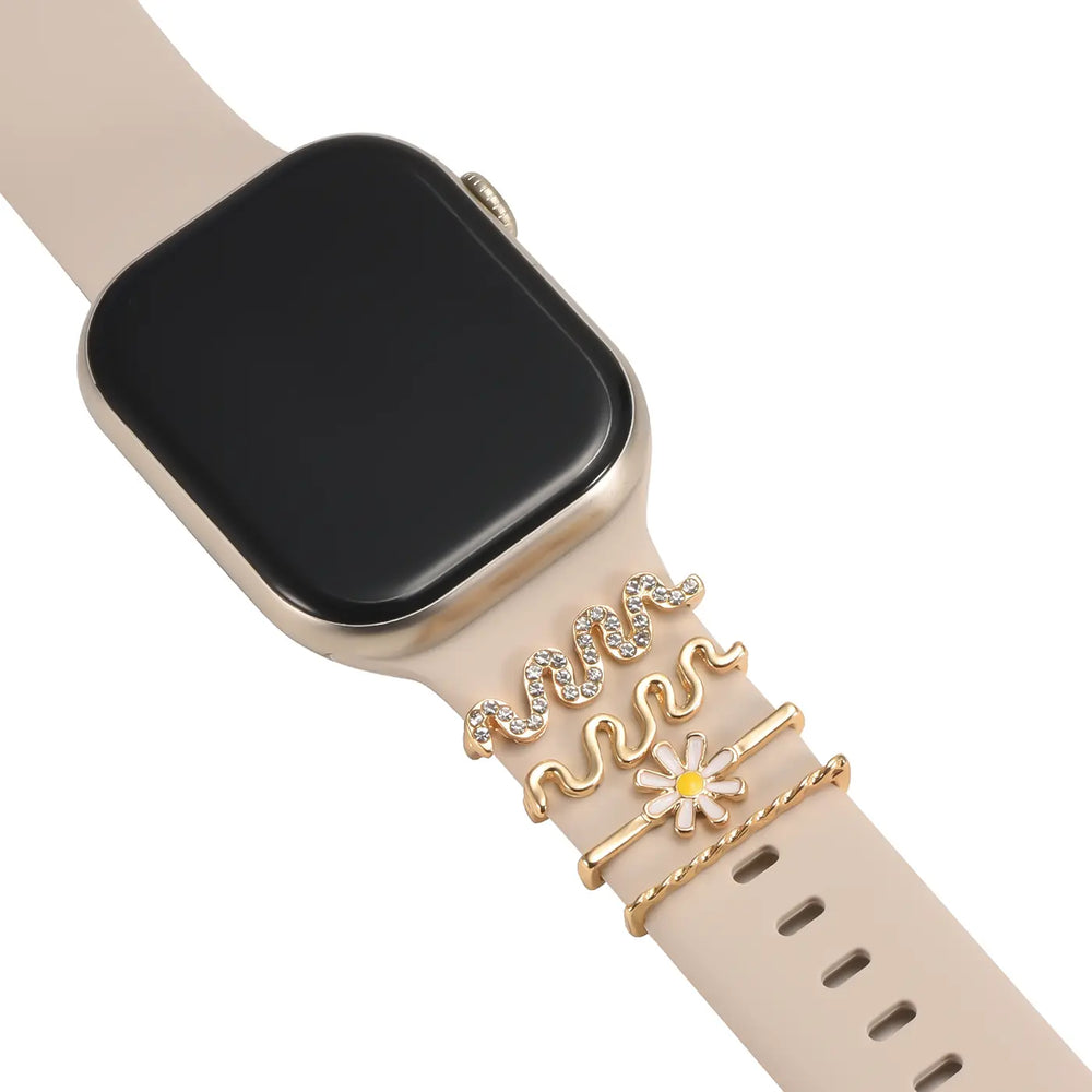 Elegante Charms & Deko-Ringe für Smartwatch Smartwatch – Armbandschmuck-Set für 20–22 mm Silikon- und Sportarmbänder, stilvoll & funkelnd