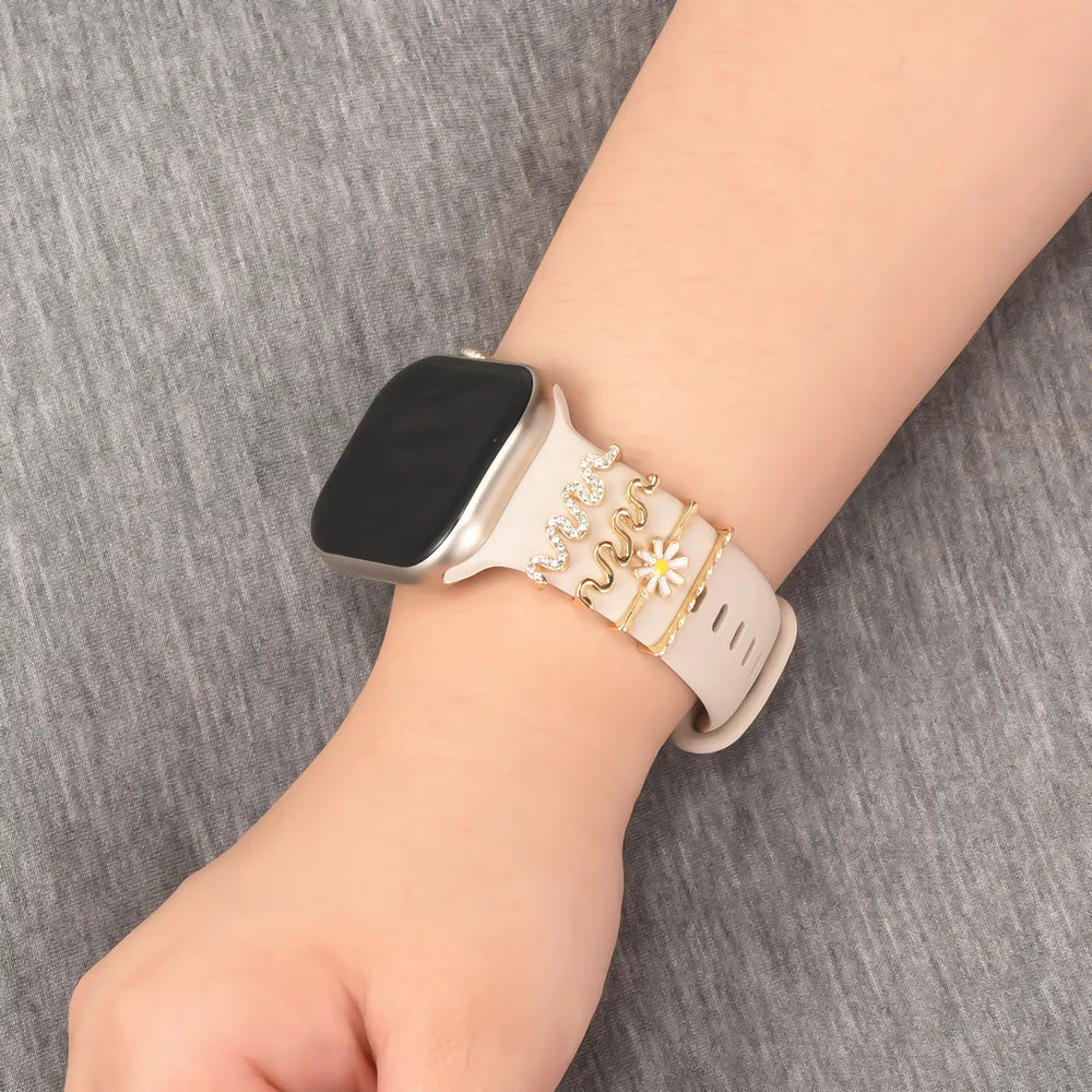 Elegante Charms & Deko-Ringe für Smartwatch Smartwatch – Armbandschmuck-Set für 20–22 mm Silikon- und Sportarmbänder, stilvoll & funkelnd