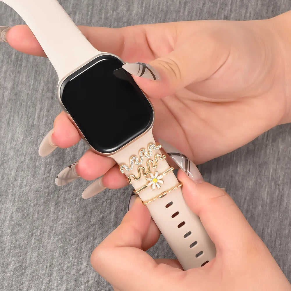 Elegante Charms & Deko-Ringe für Smartwatch Smartwatch – Armbandschmuck-Set für 20–22 mm Silikon- und Sportarmbänder, stilvoll & funkelnd