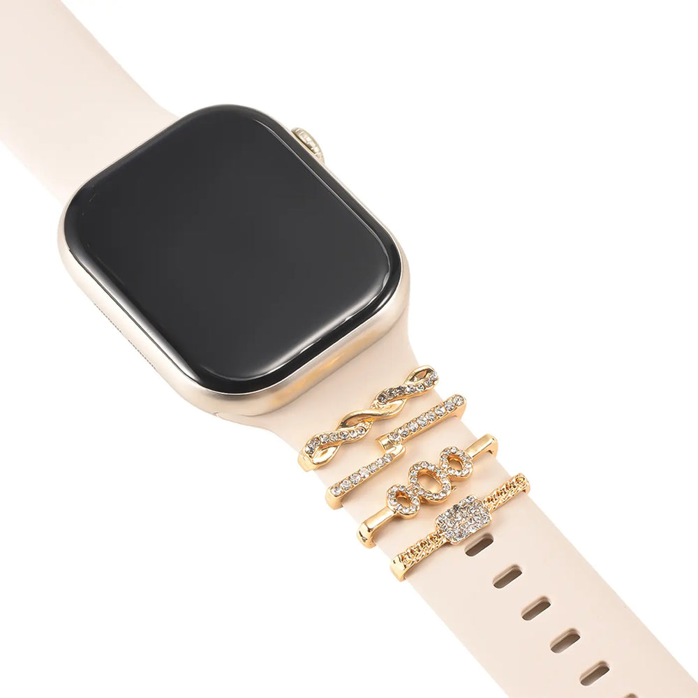 Elegante Charms & Deko-Ringe für Smartwatch Smartwatch – Armbandschmuck-Set für 20–22 mm Silikon- und Sportarmbänder, stilvoll & funkelnd