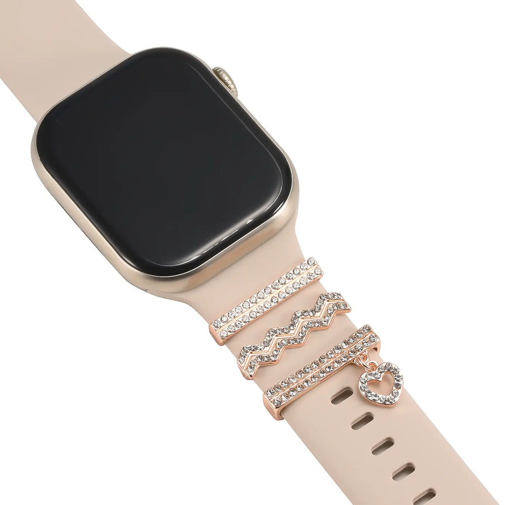 Elegante Charms & Deko-Ringe für Smartwatch Smartwatch – Armbandschmuck-Set für 20–22 mm Silikon- und Sportarmbänder, stilvoll & funkelnd