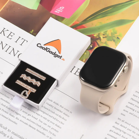 Elegante Charms & Deko-Ringe für Smartwatch Smartwatch – Armbandschmuck-Set für 20–22 mm Silikon- und Sportarmbänder, stilvoll & funkelnd