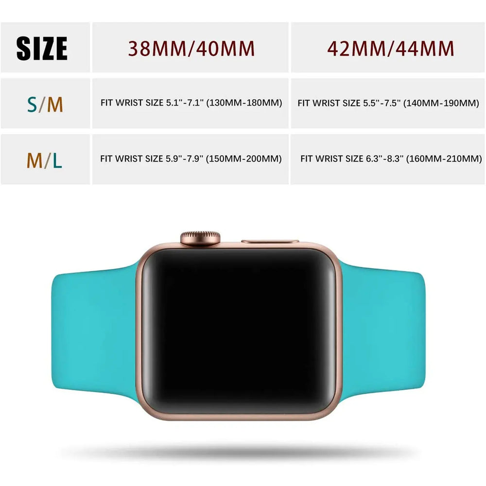 Flexibles Silikonarmband für Apple Watch Smartwatch, strapazierfähig, pflegeleicht und in vielen Farben erhältlich – ideal für Alltag & Sport.