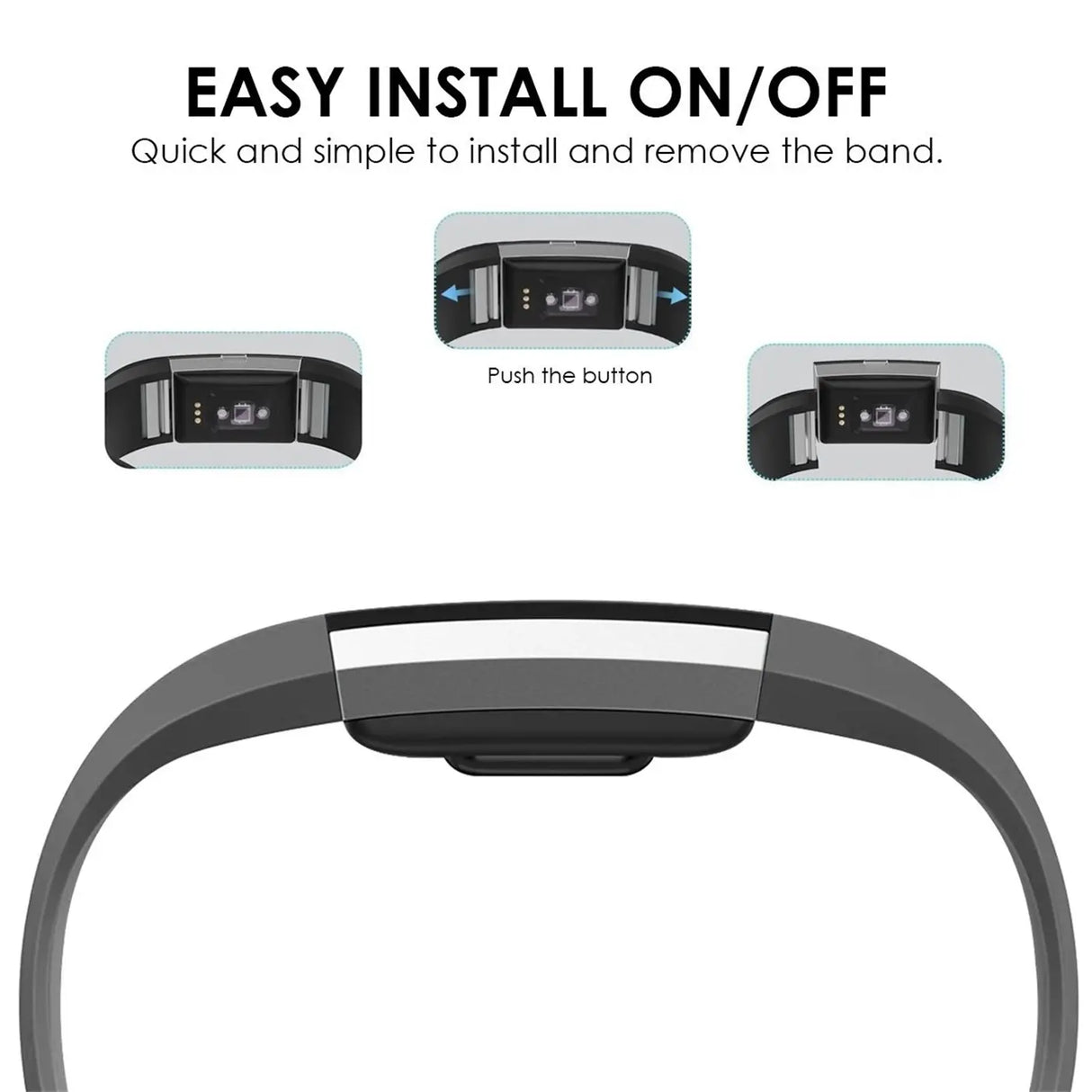 Flexibles Silikonarmband für Fitbit Charge 2 Smartwatch, strapazierfähig, pflegeleicht und in vielen Farben erhältlich – ideal für Alltag & Sport.