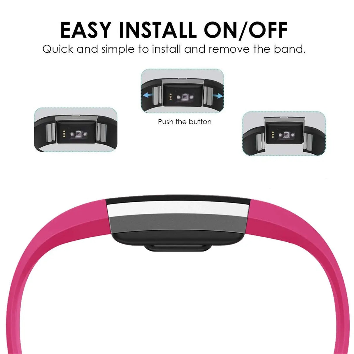Flexibles Silikonarmband für Fitbit Charge 2 Smartwatch, strapazierfähig, pflegeleicht und in vielen Farben erhältlich – ideal für Alltag & Sport.