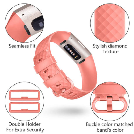 Flexibles Silikonarmband für Fitbit Charge 3 / 4 Smartwatch, strapazierfähig, pflegeleicht und in vielen Farben erhältlich – ideal für Alltag & Sport.