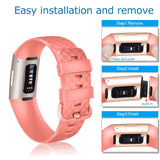 Flexibles Silikonarmband für Fitbit Charge 3 / 4 Smartwatch, strapazierfähig, pflegeleicht und in vielen Farben erhältlich – ideal für Alltag & Sport.