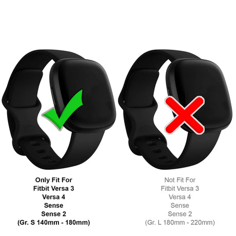Flexibles Silikonarmband für Fitbit Versa 3 / Sense Smartwatch, strapazierfähig, pflegeleicht und in vielen Farben erhältlich – ideal für Alltag & Sport.