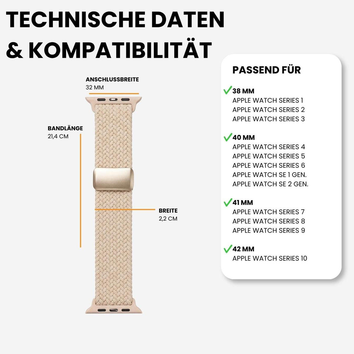 Kompatibilität 38/40/41mm - Perlbeige