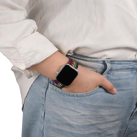 Nylon Loop Armband Apple Watch - Schwarz Regenbogen