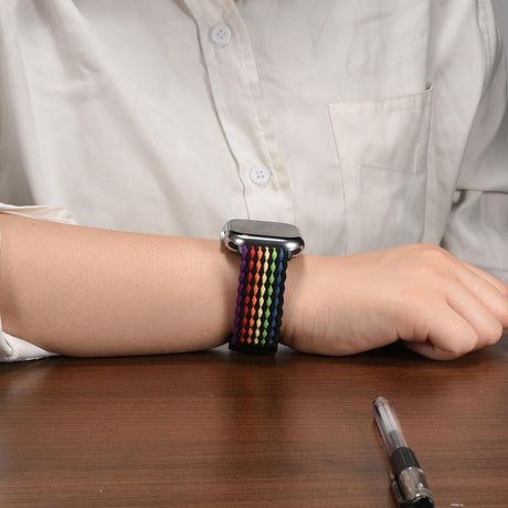 Nylon Loop Armband Apple Watch - Schwarz Regenbogen